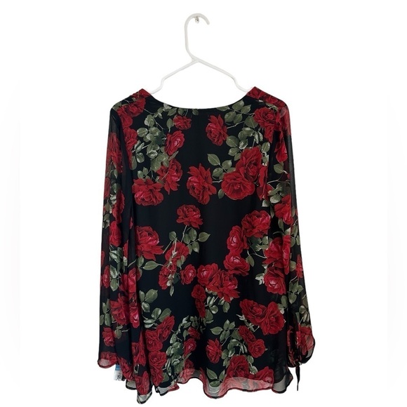 Show Me Your Mumu Floral Rose Long Sleeve Blouse Flowy Size Medium - Picture 2 of 3
